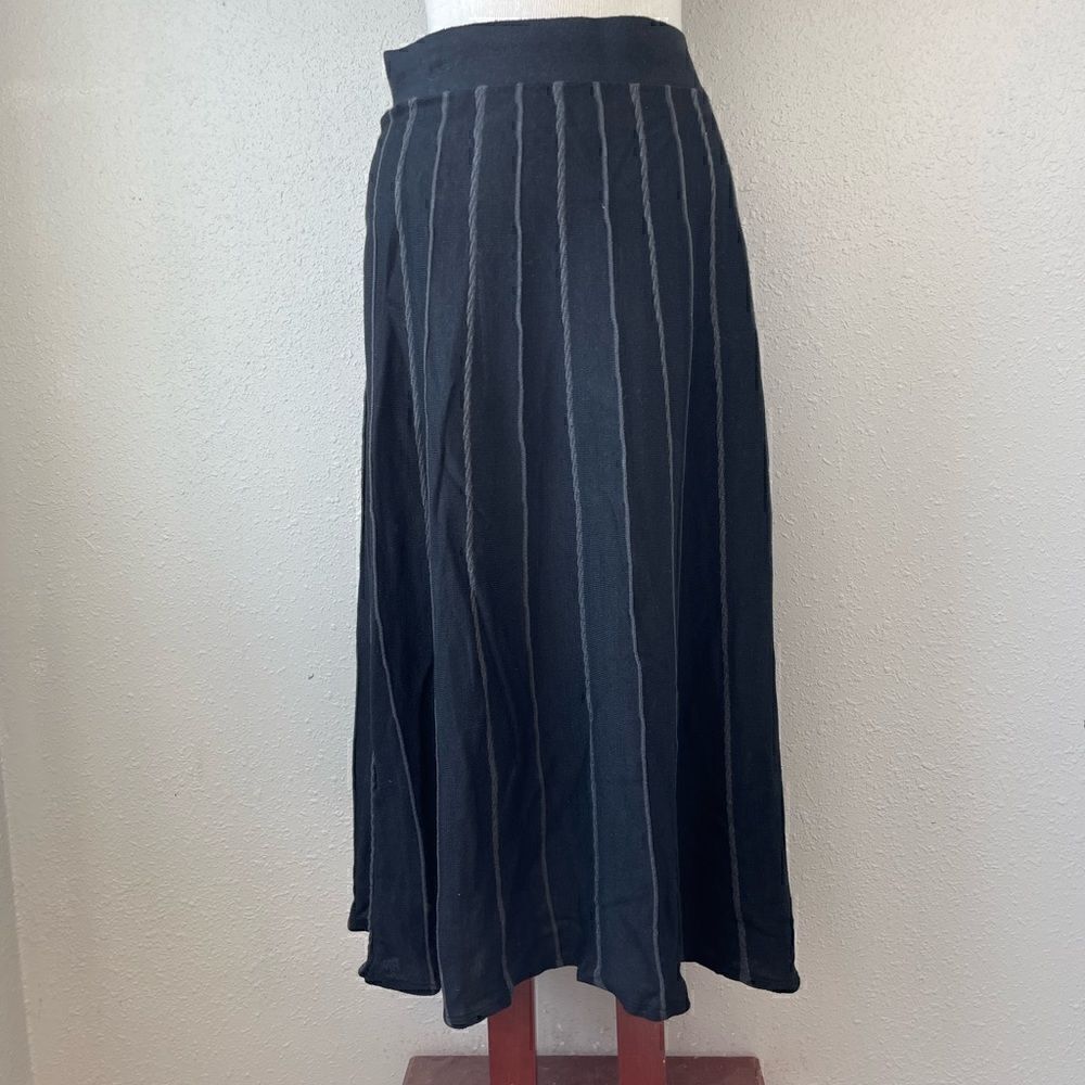 Nine & Co. Black And Gray Ramie Blend Midi Skirt Size S